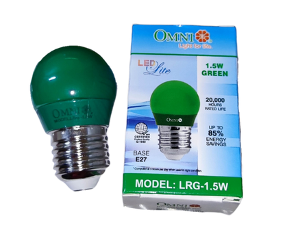 Omni 1.5W LED Bulb Colored E27 220V 1.5W Round Bulb LED E27 220V Available in Blue, Green Red Yellow