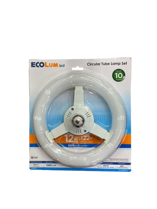 Ecolum 12W LED Circular Tube with E27 Driver 220V Daylight 6500K CCT112DL