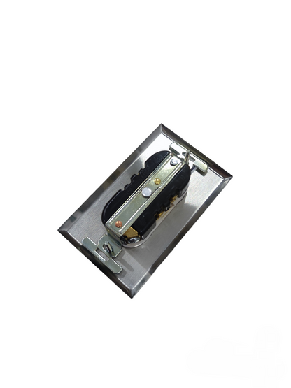 Eagle Duplex Universal Outlet with Ground and Stainless Plate Cover 15A 220V CAT828C/CAT132SSP
