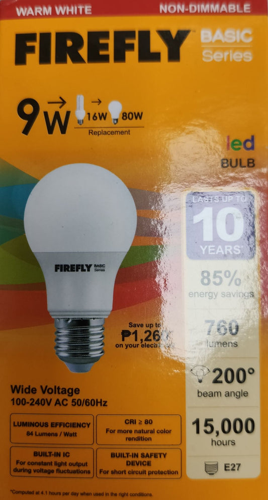 Firefly 9W LED Bulb E27 220V Warm White