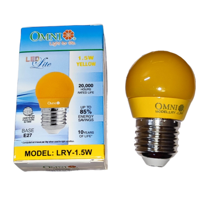 Omni 1.5W LED Bulb Colored E27 220V 1.5W Round Bulb LED E27 220V Available in Blue, Green Red Yellow