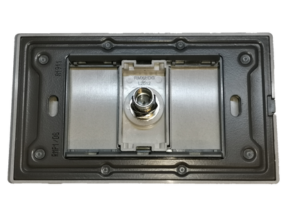 Electx Electrical Supply dark gray cable TV outlet power point with coaxial connector and mounting frame