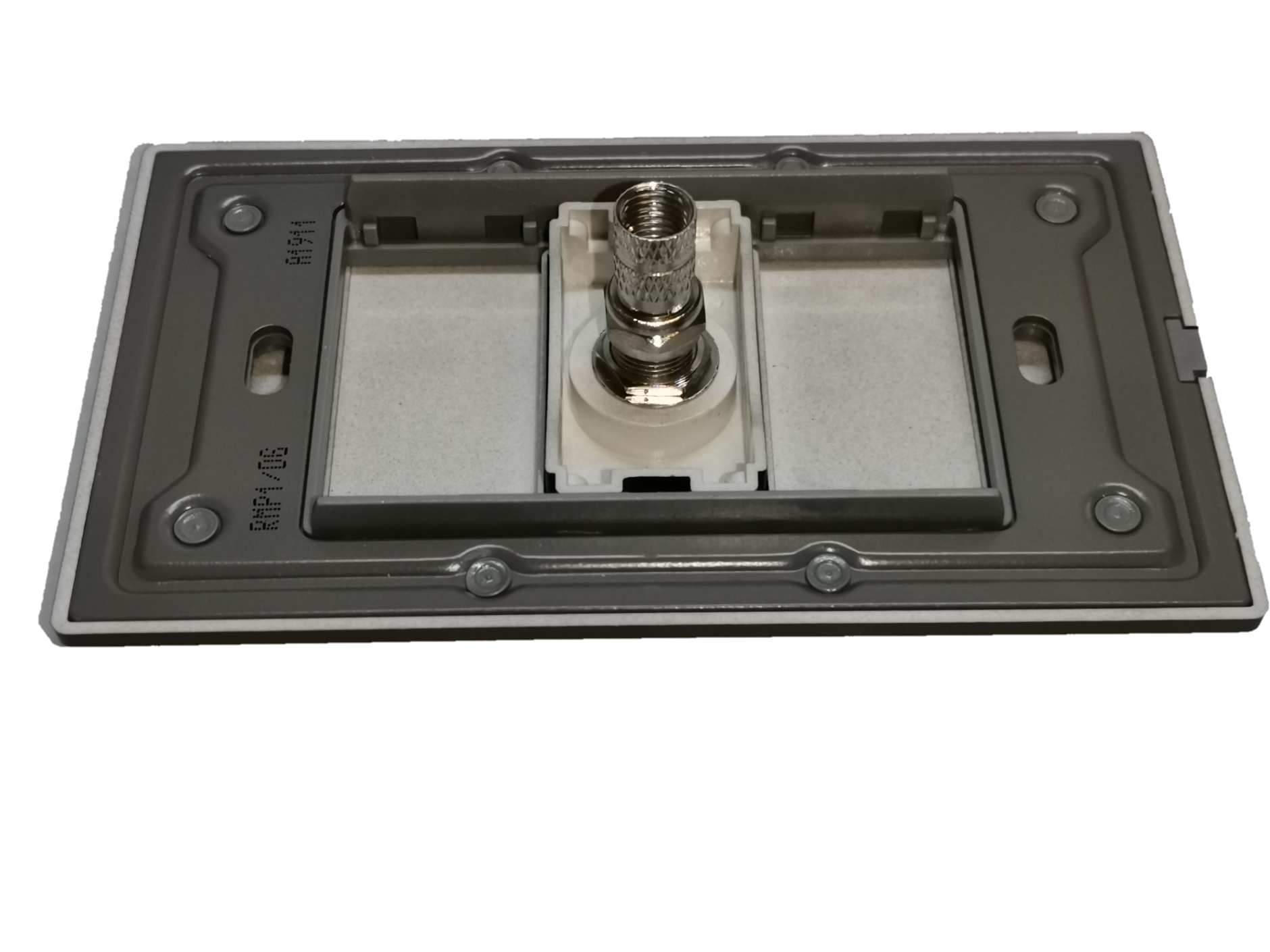 Electx Electrical Supply dark gray cable TV outlet with metal connector and mounting frame