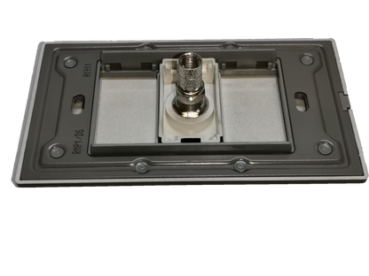 Electx Electrical Supply dark gray cable TV outlet with metal connector and mounting frame