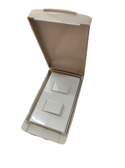 Omni Weatherproof 2 Gang 1 Way Device 16A 250V with Plate Cover WPP-602+WWP-112+(WWS-213x2)