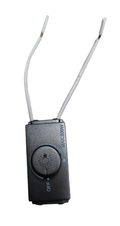 Omni inline black 500W Dimmer Switch 220V DDM-502G with rotary knob and two white wires for lamps