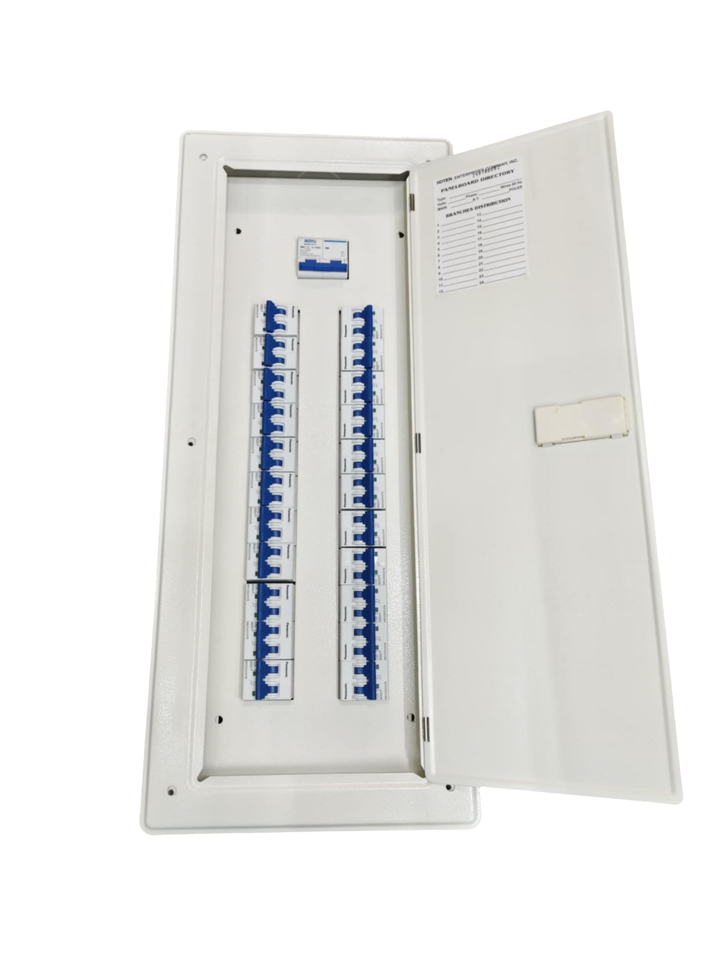 Panel Board 125A 2 Pole Main Chint Miniature Circuit Breaker 22 Branches 2 Pole Panasonic for Miniature 3 Modules Metal Base