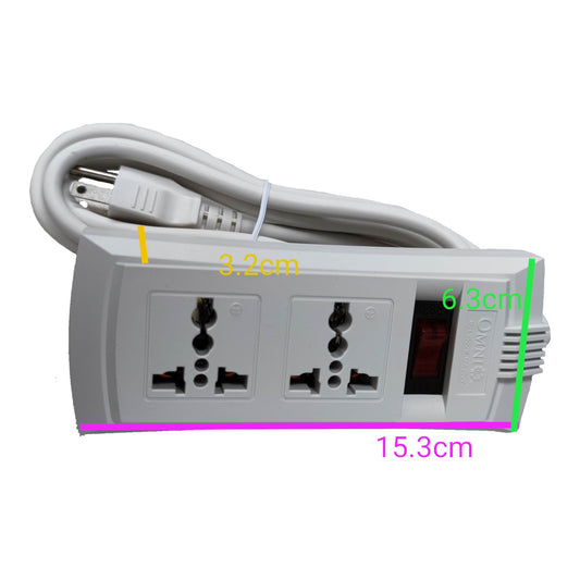 Omni 2 Gang Extension Cord  Universal 6 Feet with Single Switch, Power Strip 2 Socket with Single Switch 10A 220V 1.83 Meters WEU-102-PK