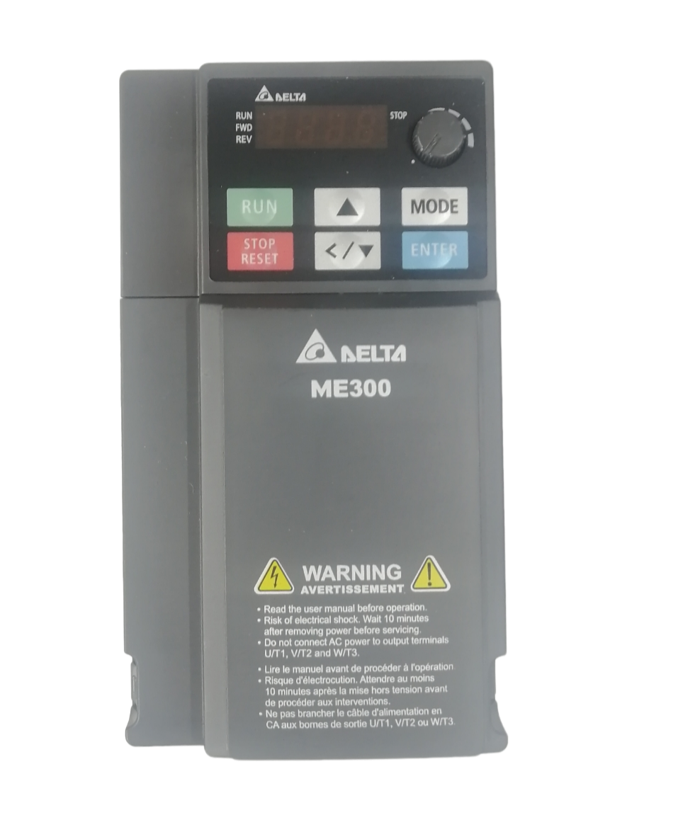 Delta ME300 VFD 3 phase 220V industrial motor controller with user-friendly controls and display