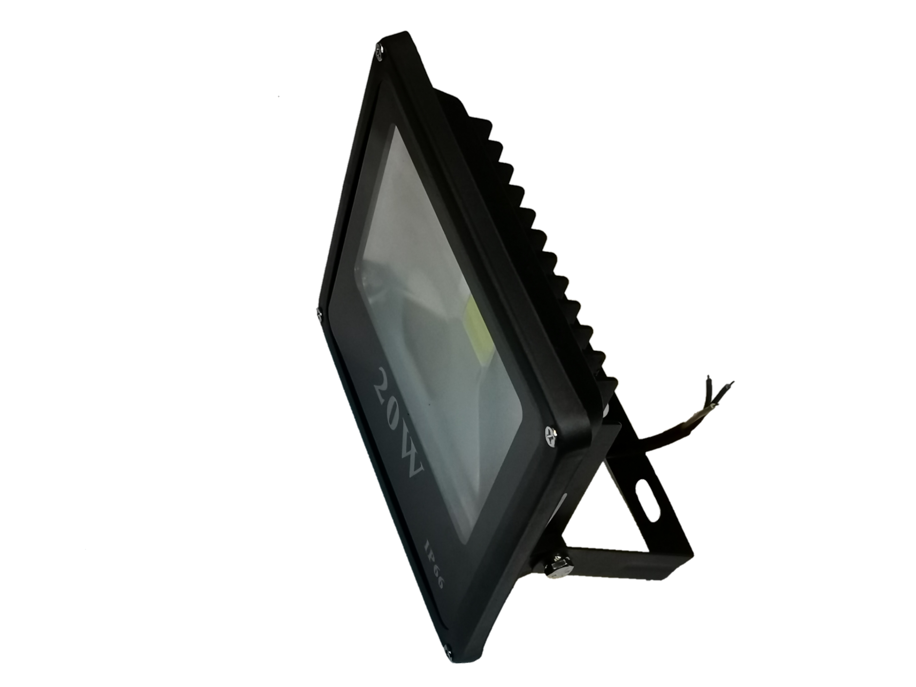 20W Denko daylight LED floodlight 220V in black with mounting bracket for outdoor use