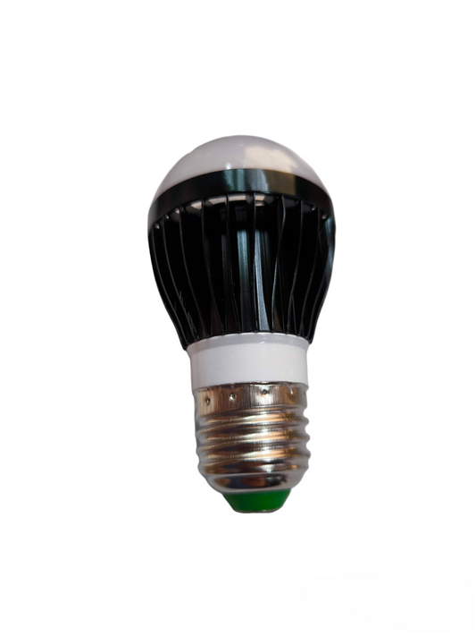 Denko 5W LED bulb E27 220V with black heat sink and silver base for energy-efficient lighting