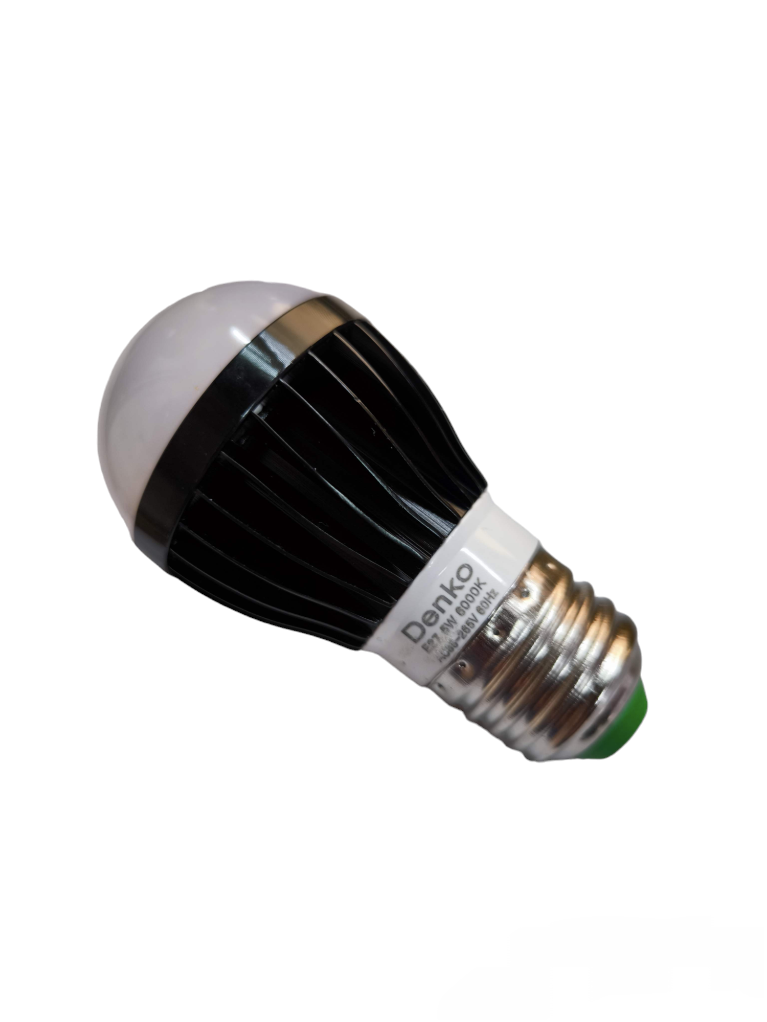 Denko 5W LED bulb E27 220V with black heat sink and silver screw base energy-saving light bulb