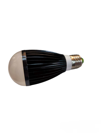 Denko 9W LED industrial bulb with black heat sink and silver base for efficient lighting