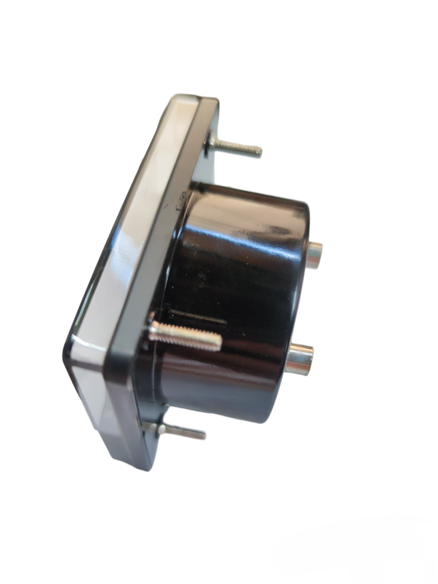 Brother analog DC panel meter with black casing and metal mounting screws for electrical testing