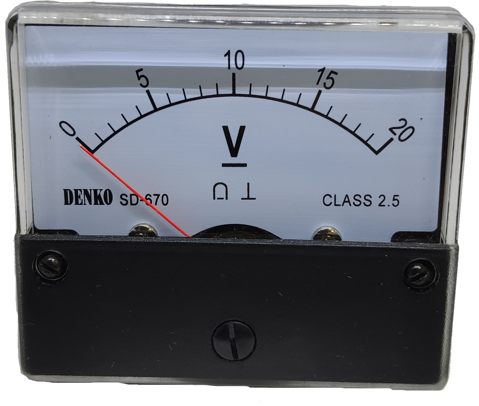 Denko DC volt panel meter with clear display for accurate voltage readings in electrical testing