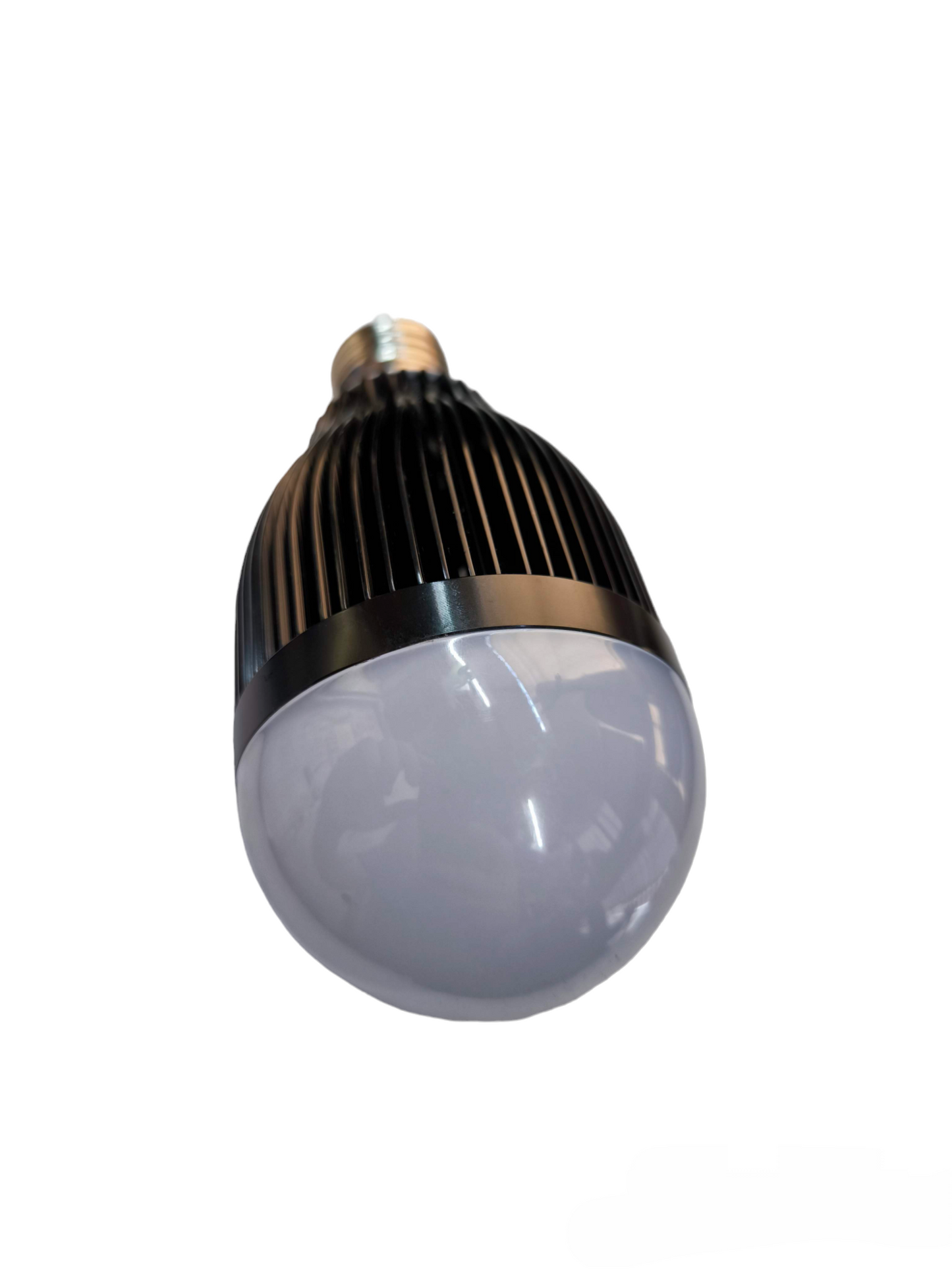 Denko LED bulbs for sale showing black heat sink and white light diffuser bulb design