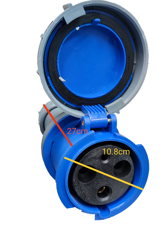 Grippes 125A Industrial Outlet Cord Connector Type 2P+E ( 3Pins )250V AC # 2432 ( 3Pins) IEC6309-2