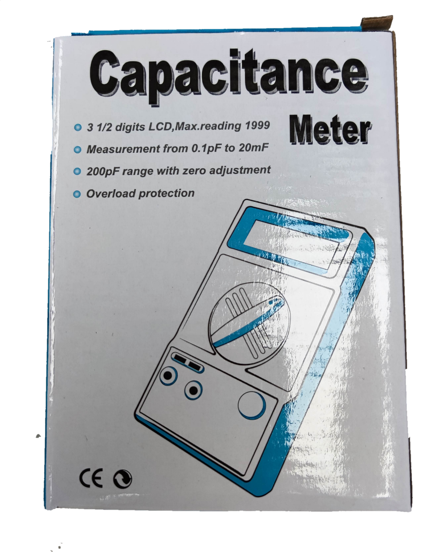 Digital capacitance tester with 3 1/2 digits LCD for measuring capacitance from 0.1pF to 20mF