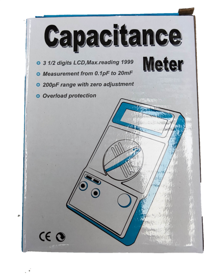 Digital capacitance tester with 3 1/2 digits LCD for measuring capacitance from 0.1pF to 20mF