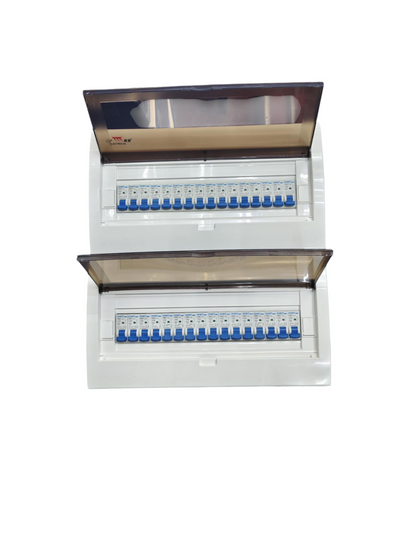 Chint Distribution Box Metal Base NB1 Type with two rows of circuit breakers and transparent covers