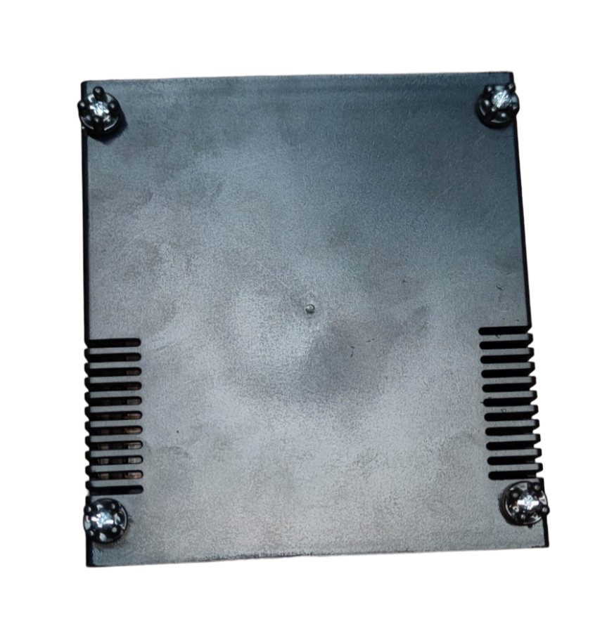 Electx DIY plastic enclosure 170x135x90mm top view dark grey with corner screws and side ventilation slots