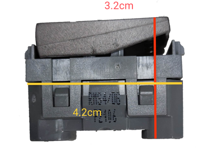 Royu Door Bell Switch 15A 250V Plano Series side view showing compact grey switch design with measurements