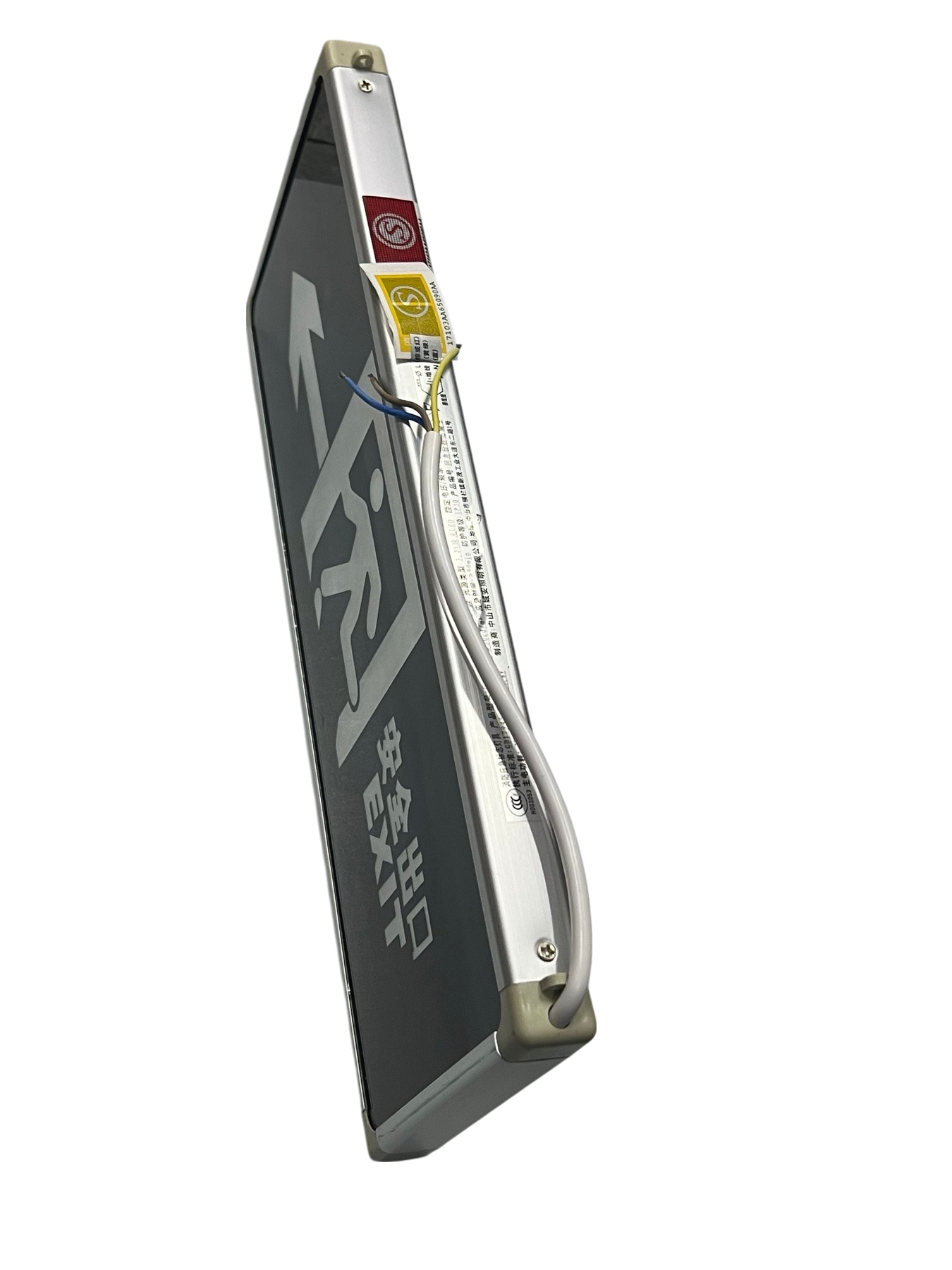 Double face LED exit light 220V with clear emergency exit signage and durable design