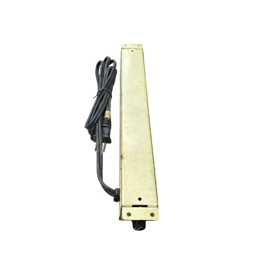 8 gang extension cord 220V with long black power cable and multiple outlets in a cream casing
