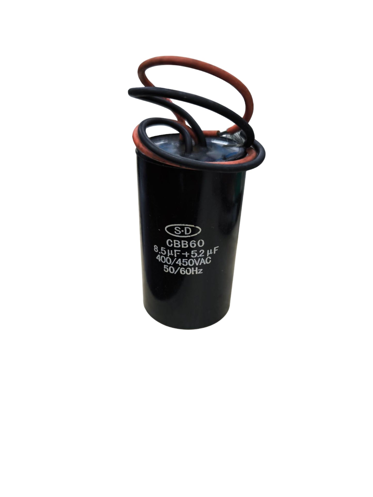 Dual capacitor 200V and 450V with specifications 8.5uF and 52uF for electrical applications