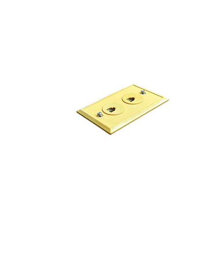Dual Lan Outlet Rj45 with Plate Cover in yellow, ideal for home networking and internet connectivity