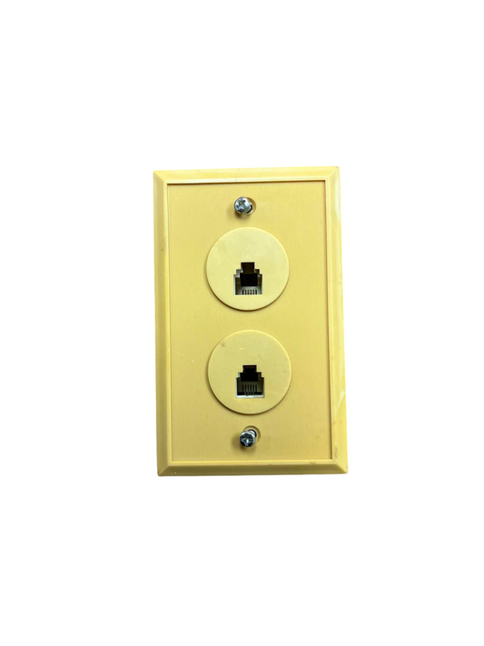 Dual Lan Outlet Rj45 with Plate Cover in yellow for easy network access and installation