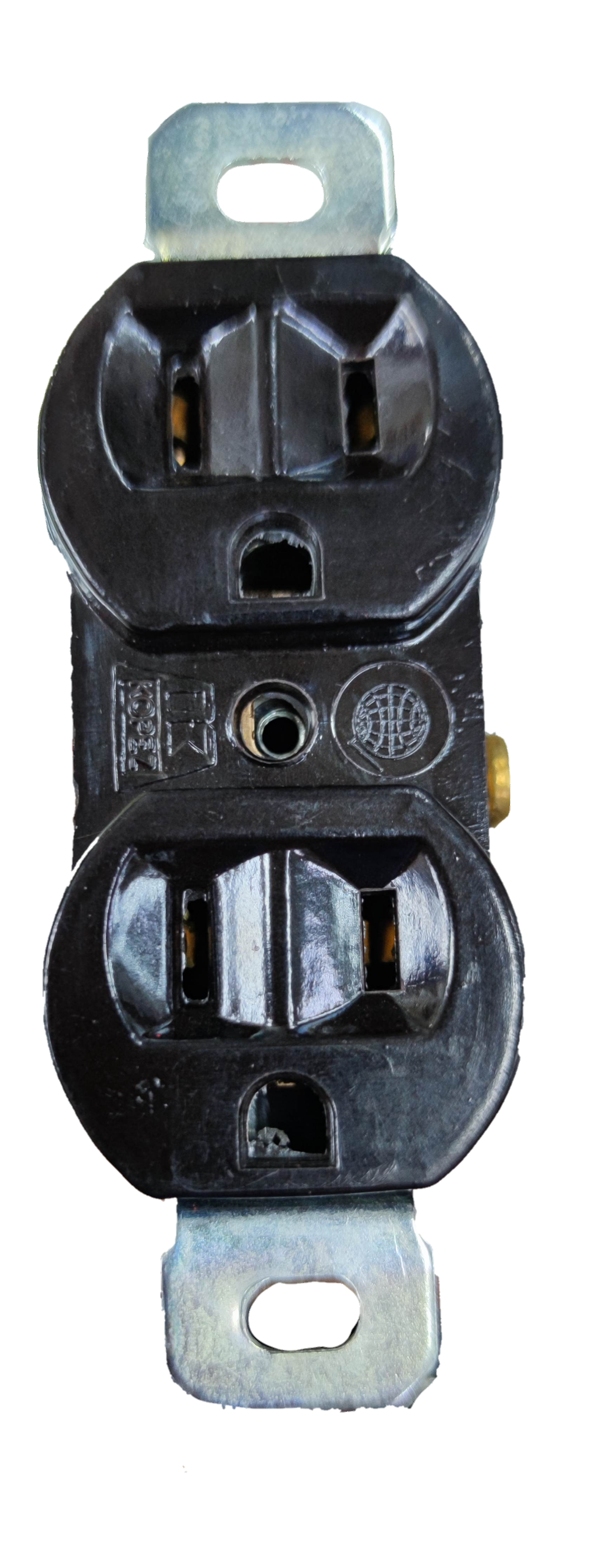 Kopez duplex flat pin outlet with ground in black for secure electrical connections