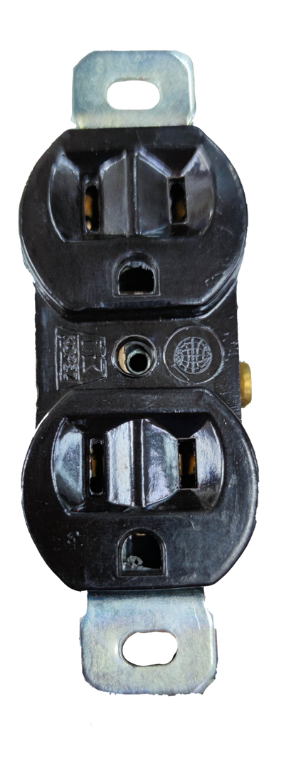Kopez duplex flat pin outlet with ground in black for secure electrical connections