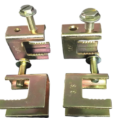 Steel Beam Clamp set of four zinc plated cable management clamps with screws for overhead support