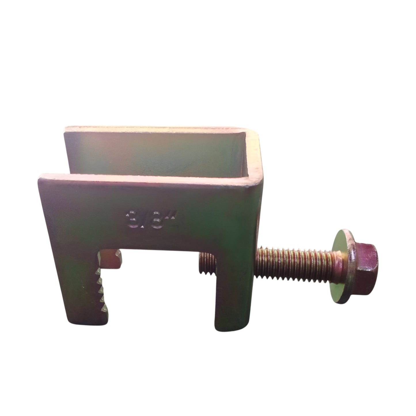Steel Beam Clamp U shaped steel clamp with threaded bolt and serrated jaw for cable management