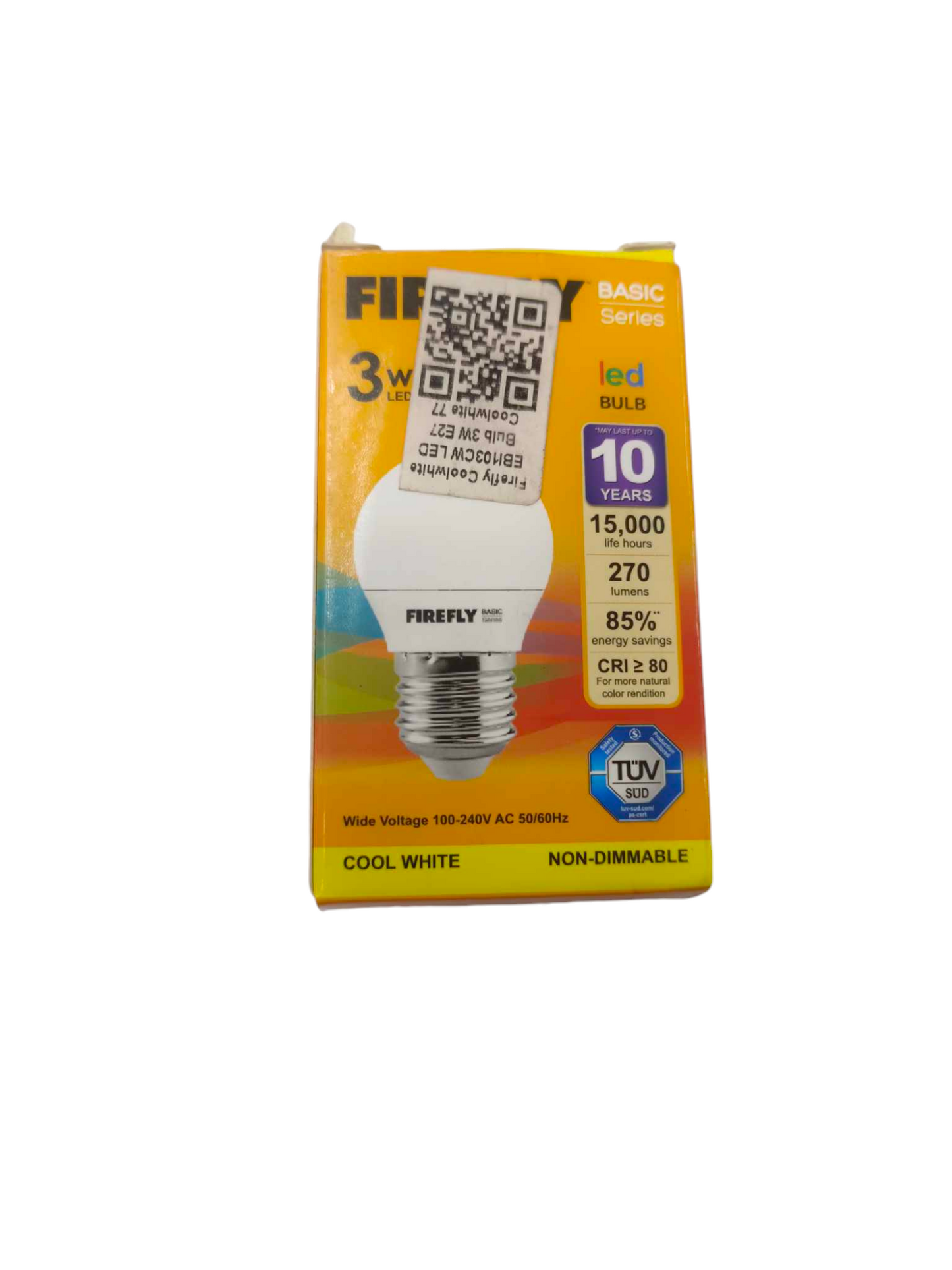 Firefly 3W LED Bulb E27 220V Cool White 4000K EBI103CW