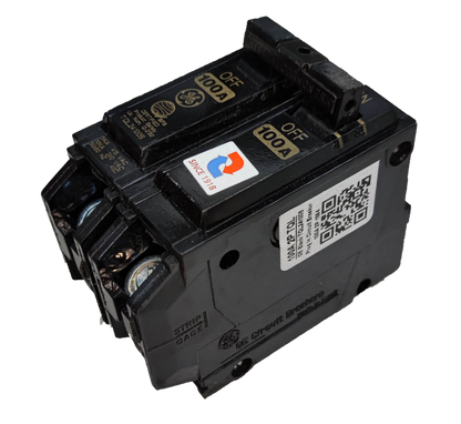 GE 100A Circuit Breaker 2 Pole Single Phase Plug-in Single Phase TQL 10KAIC TQL24100B