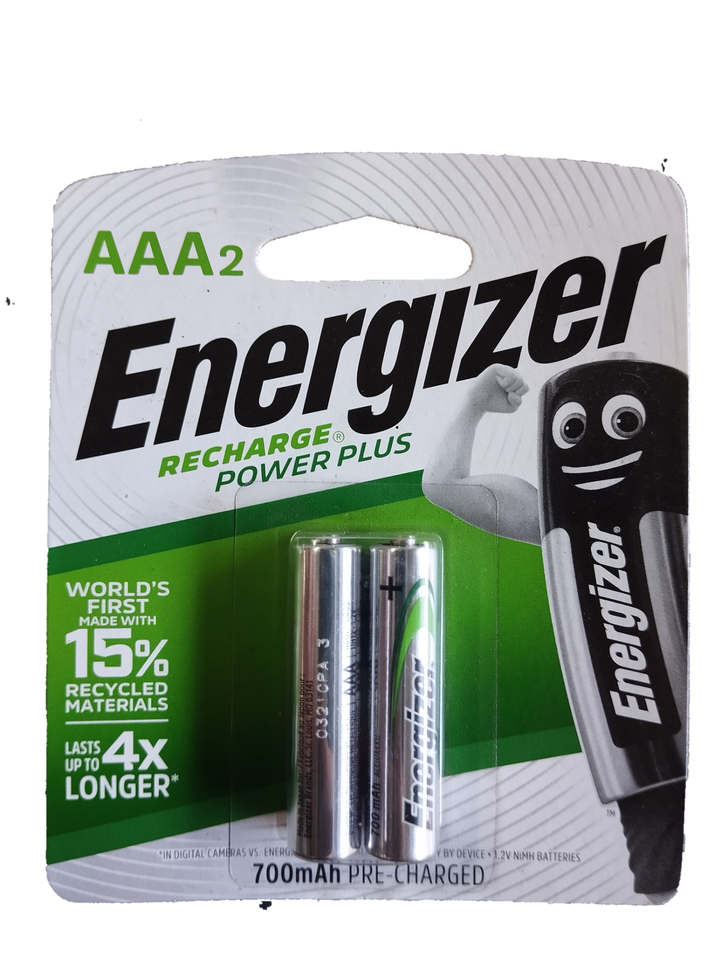 Energizer AAA Rechargeable Battery 700mAh BP2 NIMH HR03 Pack of 2