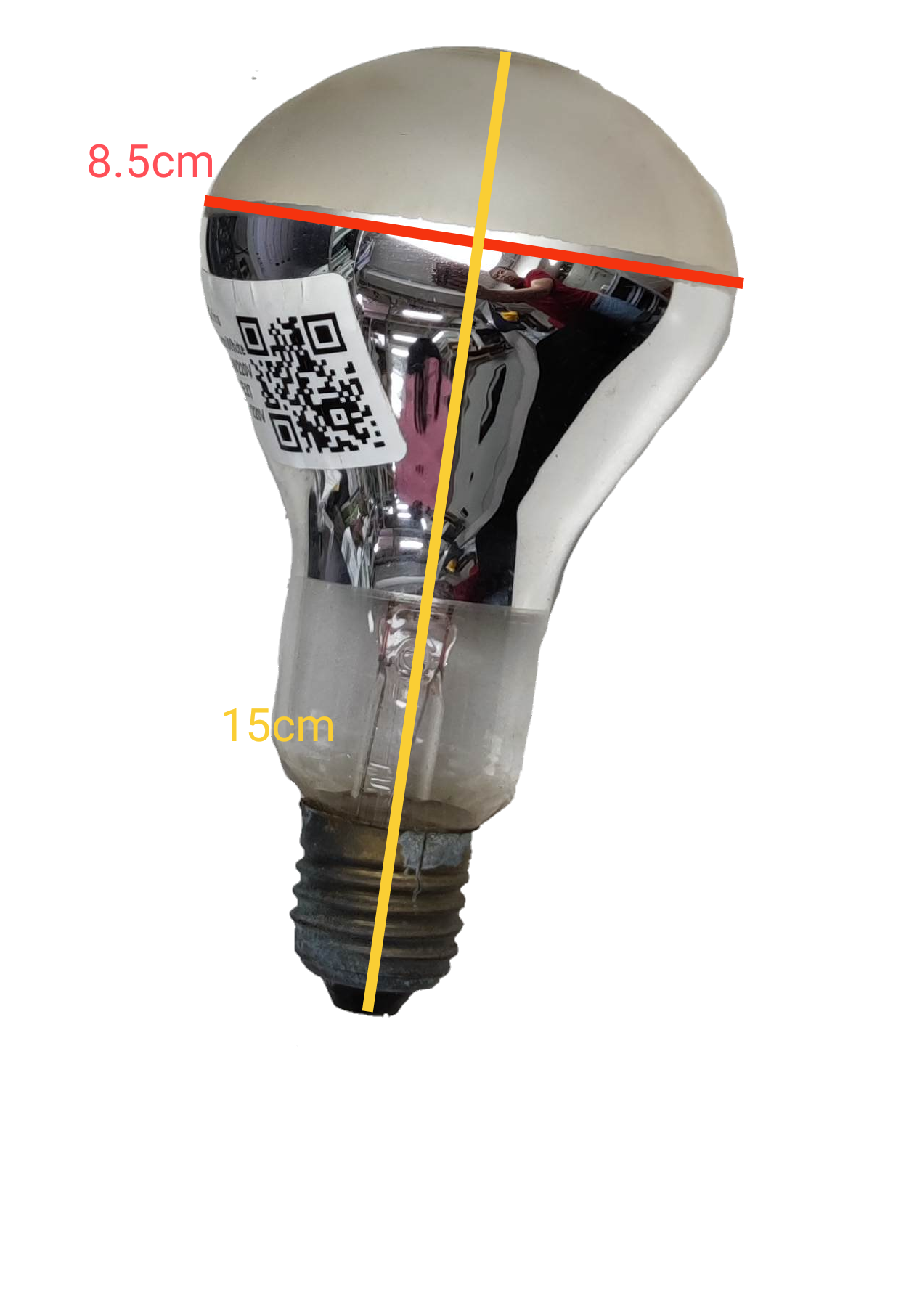 VIR incandescent bulb E27 200 watt replacement bulb with silver reflective top and standard screw base