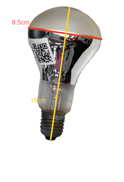 VIR incandescent bulb E27 200 watt replacement bulb with silver reflective top and standard screw base