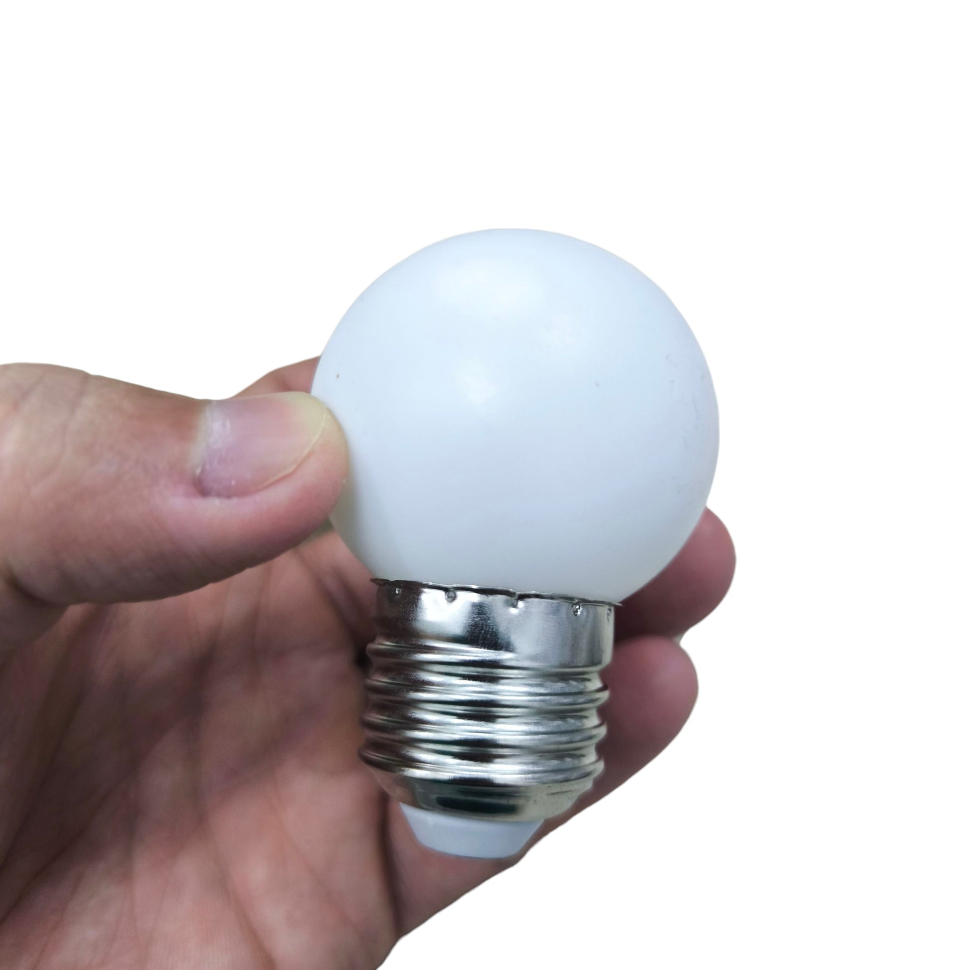 Denko E27 daylight white LED bulb 6500K in hand, compact design for bright illumination