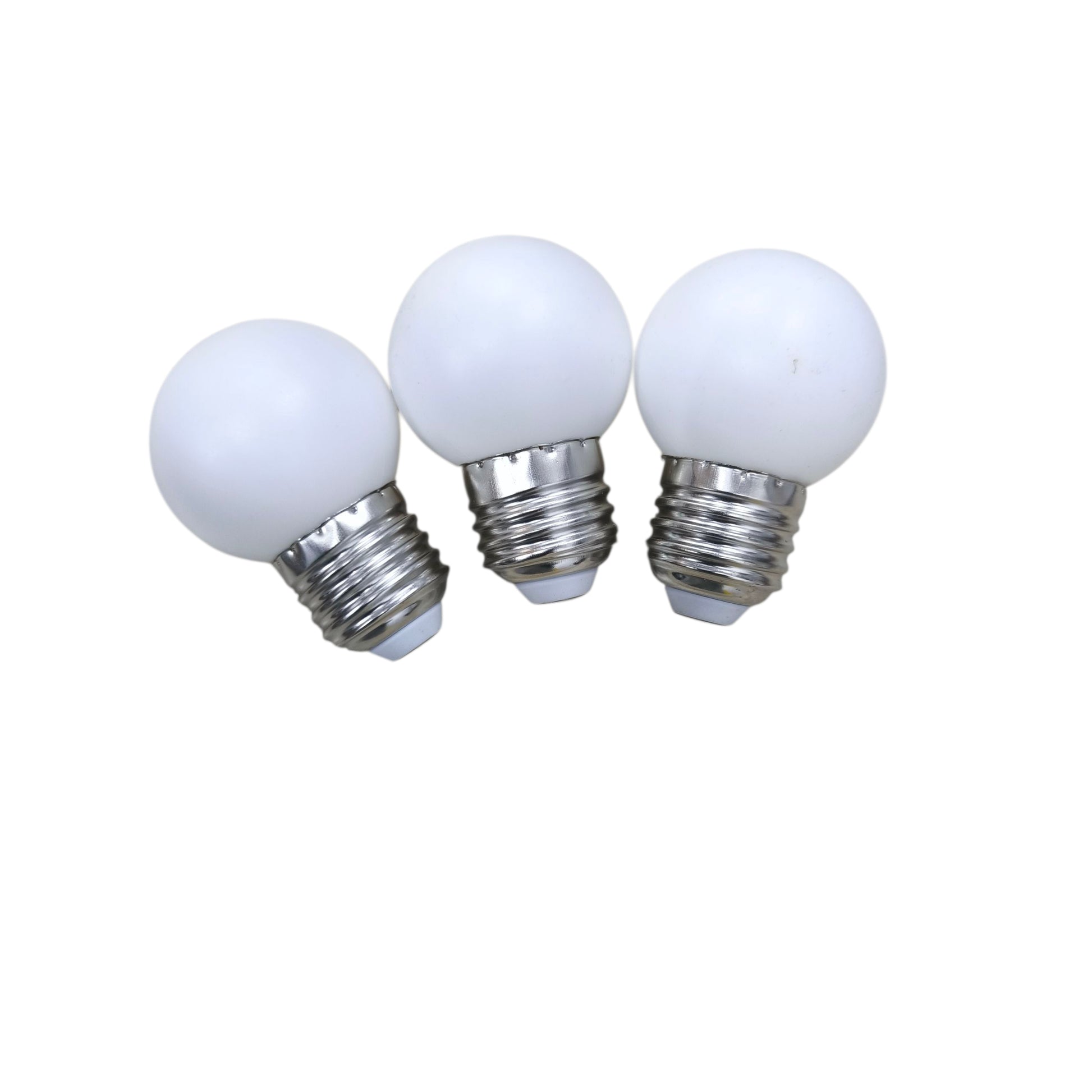 Denko E27 daylight white LED bulb 6500K set of three with a sleek round shape for bright illumination