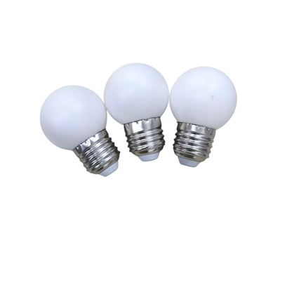 Denko E27 daylight white LED bulb 6500K set of three with a sleek round shape for bright illumination