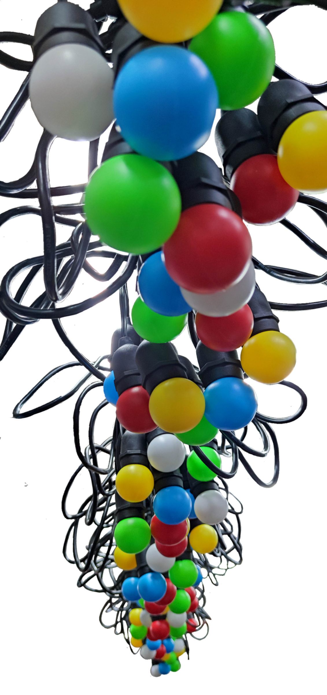 Biglite colorful E27 LED string lights 1W 50 meters with multi-color round bulbs for seasonal decoration