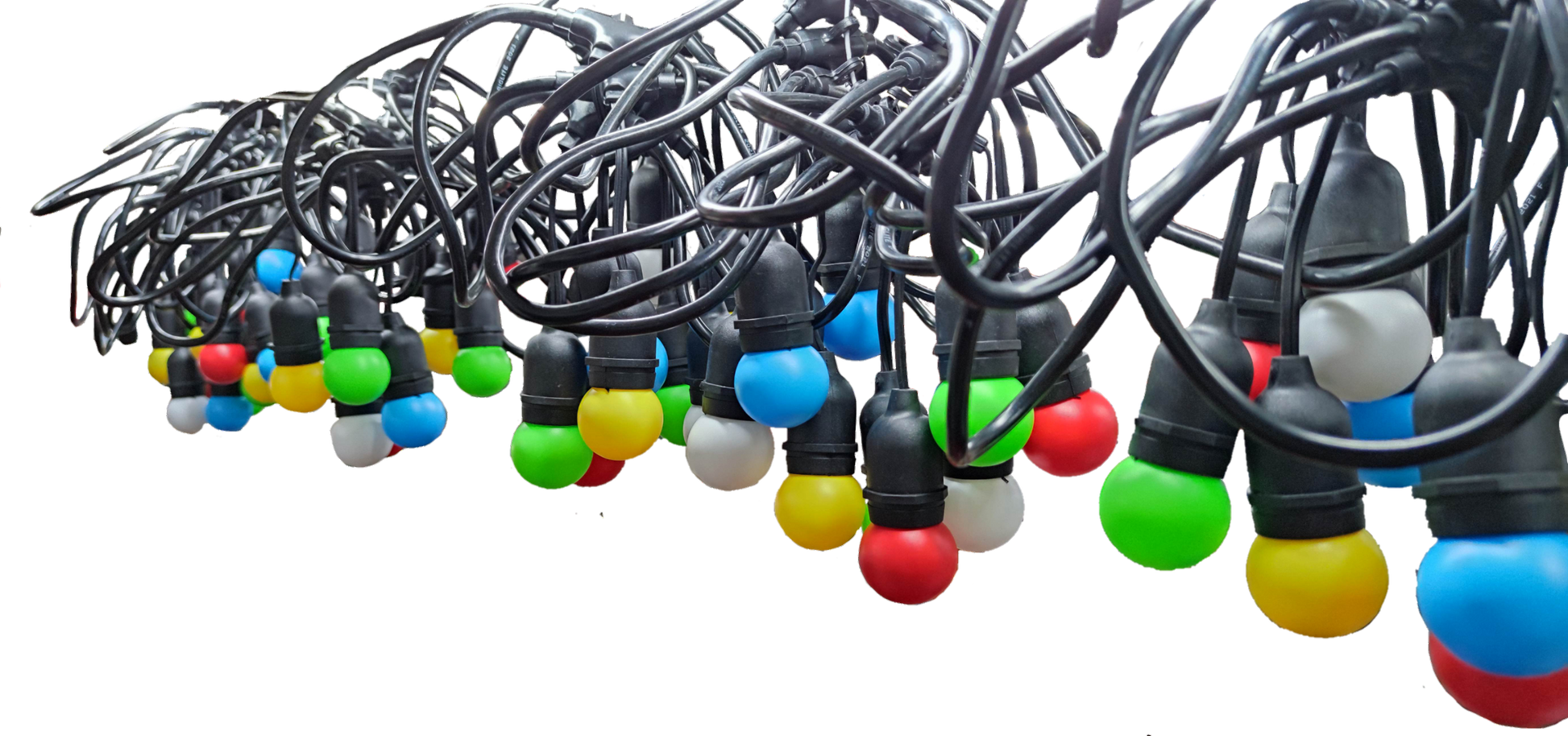 Biglite colorful E27 LED string lights 1W 50 meters with multicolor bulbs for seasonal and decorative use