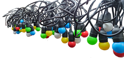 Biglite colorful E27 LED string lights 1W 50 meters with multicolor bulbs for seasonal and decorative use