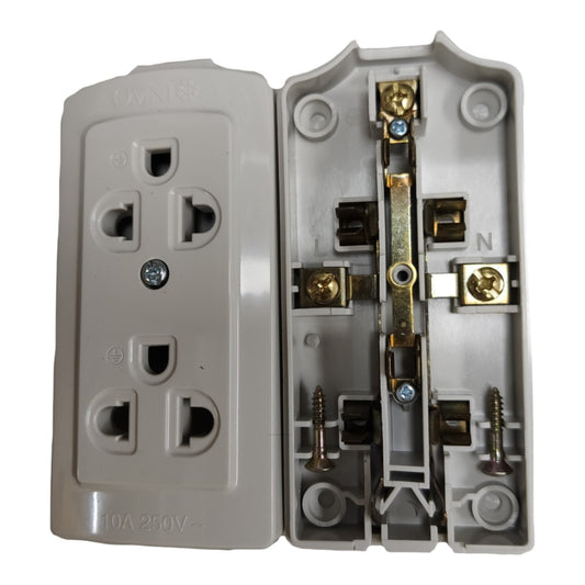 Omni 2 Gang Extension Universal Outlet with Ground 2 Gang, Surface Type Outlet with Ground WSG-002