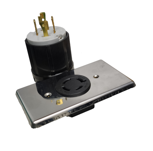 Grippes 20A Twist Lock Outlet with Plate and Plug Type 3P+E (4P) 250V (NEMA L15) WJ6421B and 9221 and BL1520P