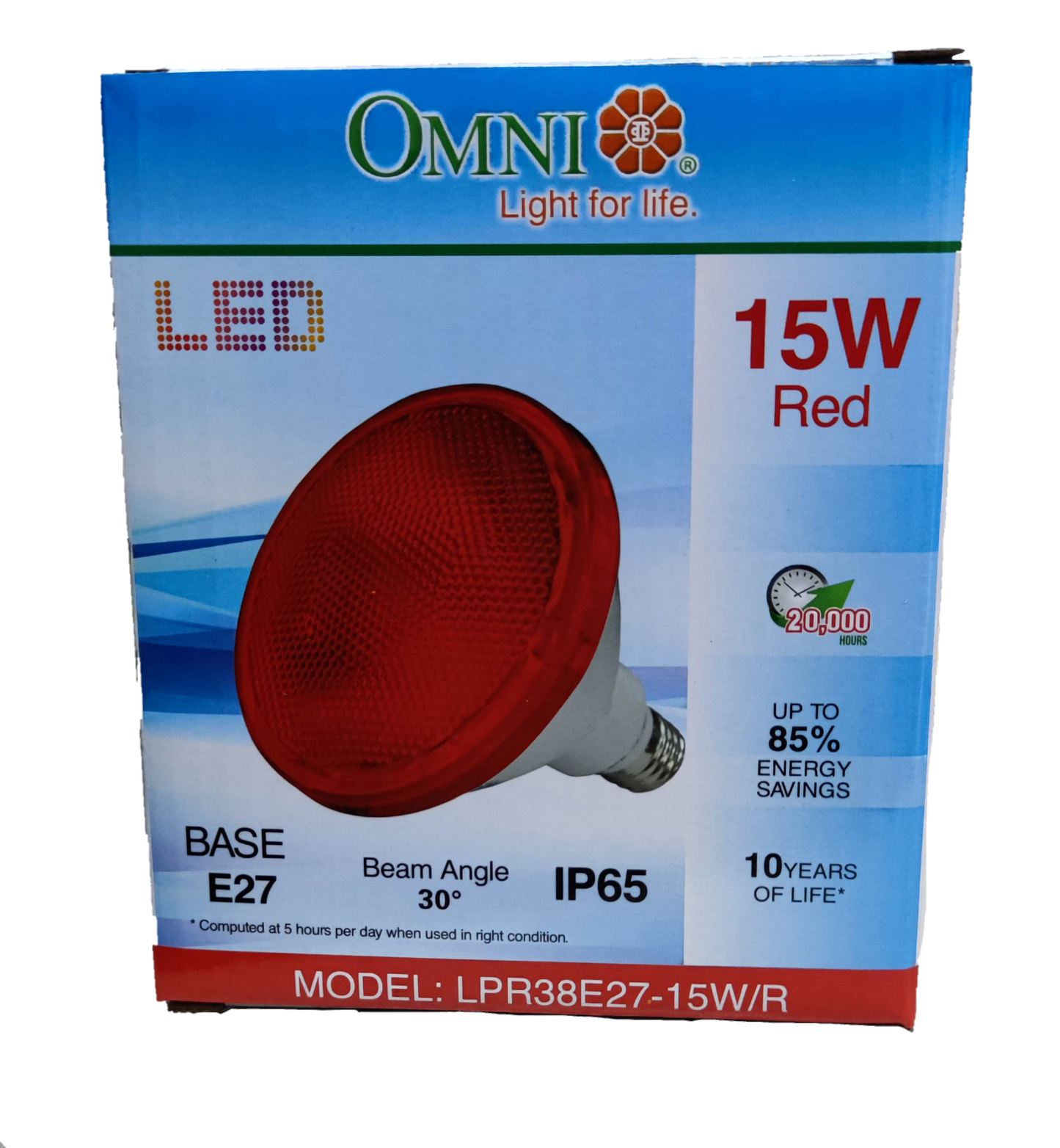 Omni 15W PAR 38 E27 220V AC Red LPR38E27-15W/R, LED PAR 38 15W E27 220V Red