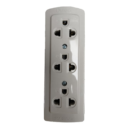 Omni 3 Gang Extension Universal Outlet with Ground 3 Gang, Surface Type Outlet with Ground WSG-003